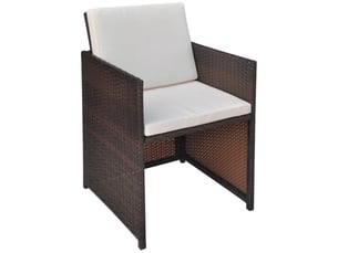 Lot de 2 chaise de jardin | chaise d'extérieur avec coussins résine tressée marron