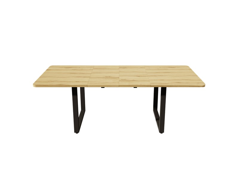  Table à manger extensible 140-220x80 cm mdf coloris naturel, pieds en métal  - Conforama D