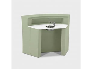 Comptoir bar professionnel courbé avec lavabo intégré hangar blanc - vert foncé