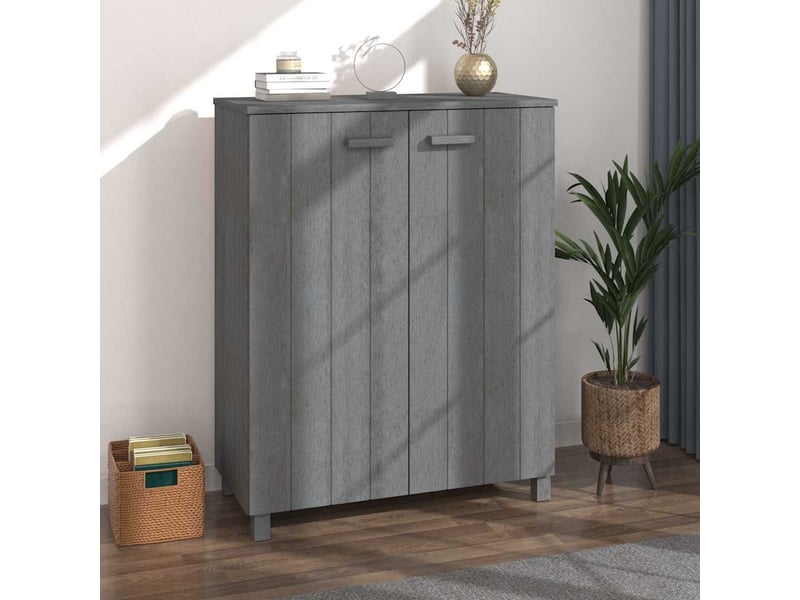  Meuble à chaussure, armoire à chaussures hamar gris foncé 85x40x108 cm pin massif  - Conforama B