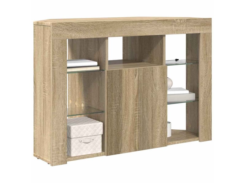  Meuble tv - banc tv - meuble de rangement led d'angle 100x40x68cm chêne sonoma  - Conforama C