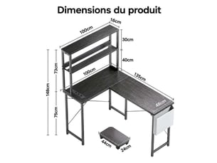 Bureau gaming GENERIC HOME   coloris gris