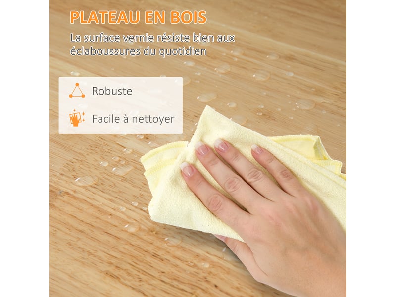  Chariot desserte de cuisine à roulettes plan de travail en bois 3 tiroirs + 1 plateau amovible blanc 67 x 37 x 85,5 cm  - Conforama R