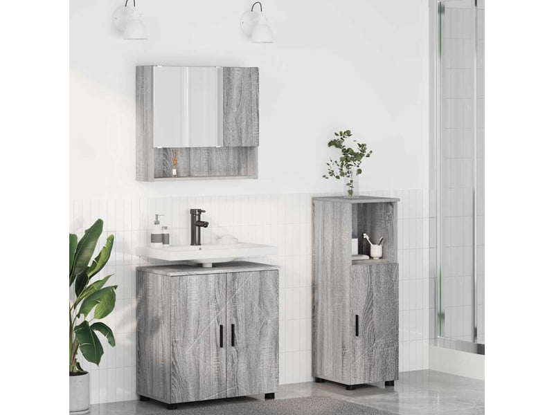  Ensemble de mobilier de salle de bain 3 pc gris sonoma cf64388  - Conforama B