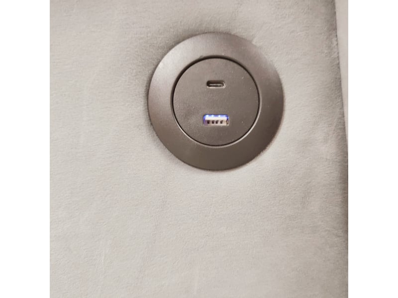 Lit rembourré 3-en-1, 90180x200 cm, avec port de chargement usb, éclairage d'ambiance led, velours beige - Conforama E