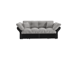 Canapé-lit convertible 3-en-1 2 places en velours gris clair avec 2 coussins