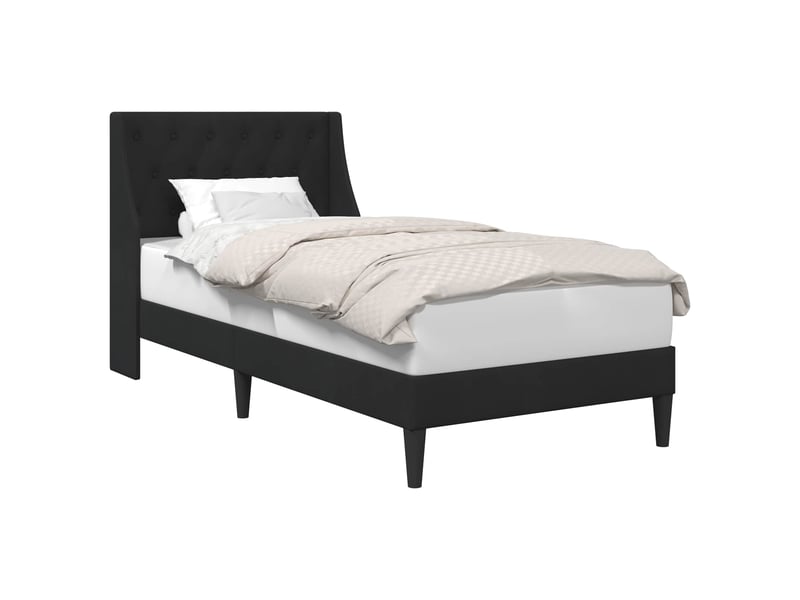  Lit simple- lit adulte -  cadre de lit avec tête de lit noir 80 x 200 cm velours  - Conforama A