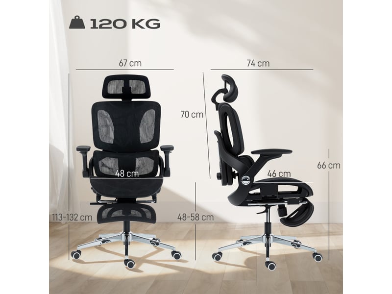  Réou chaise de bureau ergonomique inclinable réglable noir  - Conforama C
