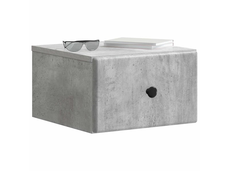 Table de chevet mural 2 pièces gris béton 34,5 x 33 x 20 cm - Conforama A