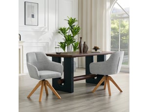 Chaise de salle à manger pivotante 360° en tissu gris, lot de 2 cravdom