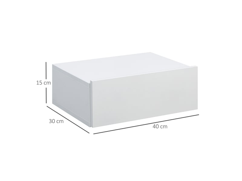  Ensemble de 2 tables de chevet suspendues avec 1 tiroir, fixation murale, style moderne pour chambre, 40 x 30 x 15 cm, blanc  - Conforama E