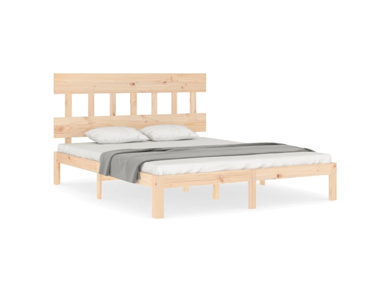 Lit double- lit adulte -  cadre de lit sans matelas 160x200 cm bois massif de pin  - Conforama A