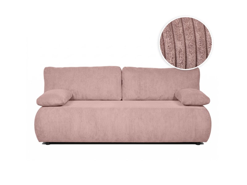  Canapé droit veluto convertible avec coffre en velours côtelé - rose VELUTO - Conforama A