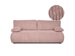 Canapé droit convertible LOUNGITUDE VELUTO 3 places Velours côtelé rose avec coffre de rangement