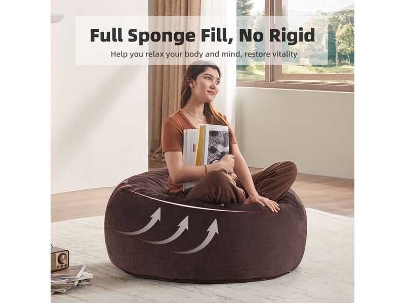  Pouf poire adulte,90x90x50 cm,pliable,éponge,marron  - Conforama D