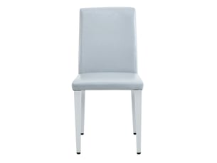 Chaises de salle à manger minimalistes lot de 2, style luxe léger européen gris argent, revêtement pu structuré gris clair et piètement métal argenté, idéales pour salle à manger ou salon