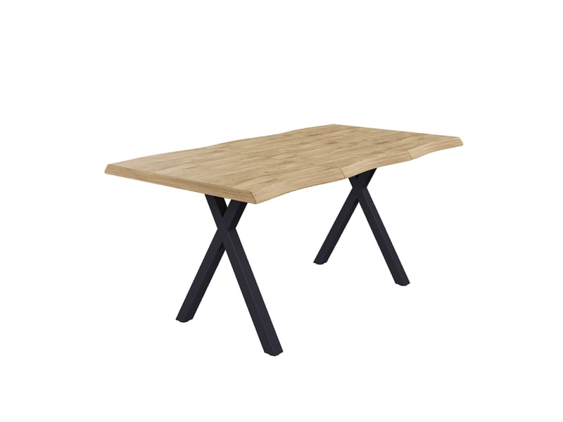 Table à manger 4-6 personnes bois naturel 160x78x75 cm, pieds en métal en x  - Conforama D