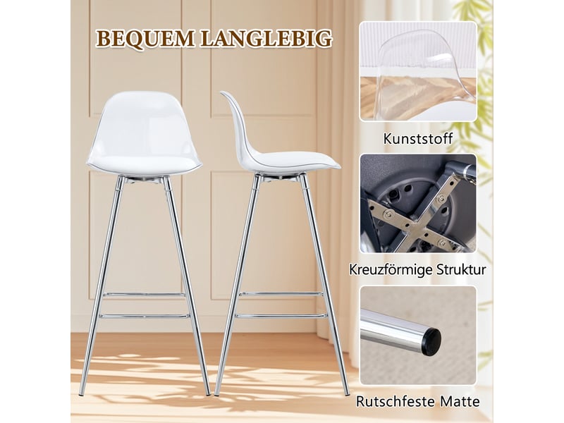  Lot de 2 chaises transparentes avec piètement en métal argenté W3658P368329 - Conforama E