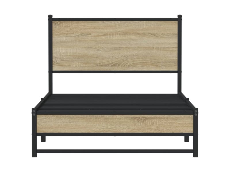  Lit simple- lit adulte -  cadre de lit en métal sans matelas chêne sonoma 100x200 cm  - Conforama D