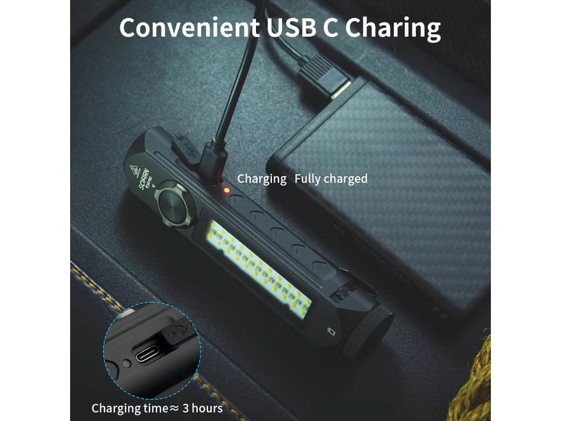 Lampe torche tactique led rgb 1800 lm, portée 340 m, recharge usb-c, 18650, spotflood, aimant - Conforama C