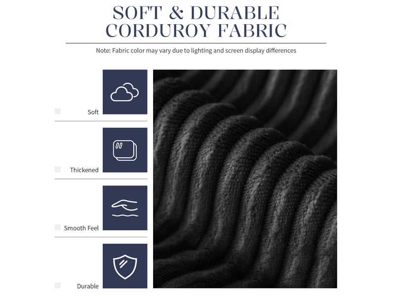 Fauteuil poire rond 6ft noir en velours côtelé, mousse à mémoire de forme, pour vos moments de détente - Conforama D