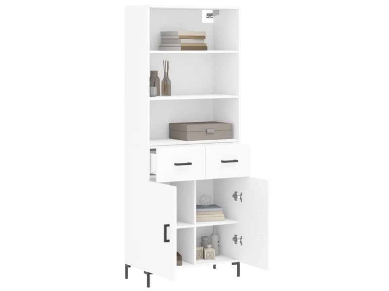  Buffet haut - bahut - meuble de rangement blanc 69,5x34x180 cm bois d'ingénierie  - Conforama C