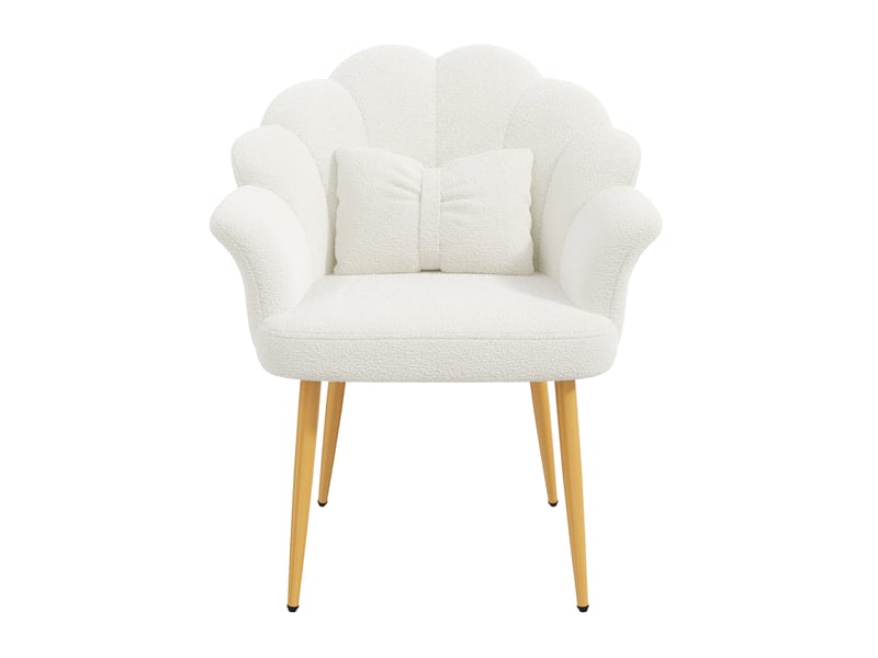  Lot de 2 fauteuils de salle à manger 64x65,5x85 cm en tissu bouclette blanc  - Conforama D