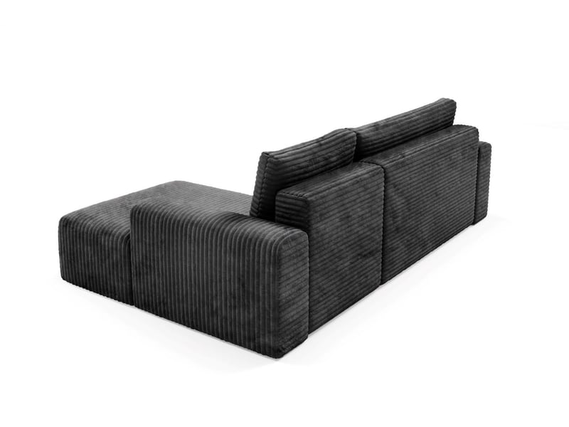  Canapé d'angle convertible en velours côtelé sontii noir  - Conforama E