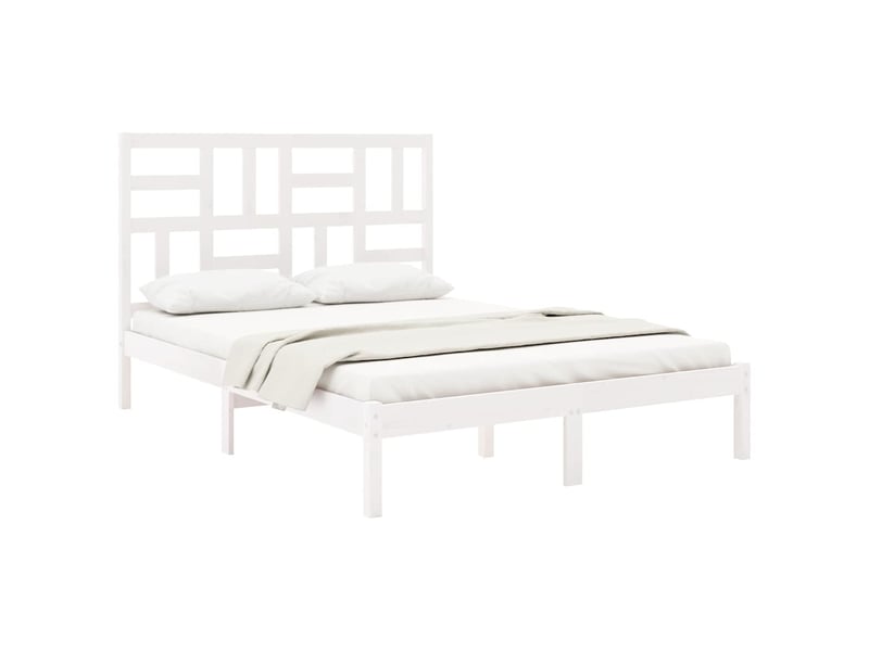  Lit double- lit adulte -  cadre de lit sans matelas blanc bois massif 140x190 cm  - Conforama B