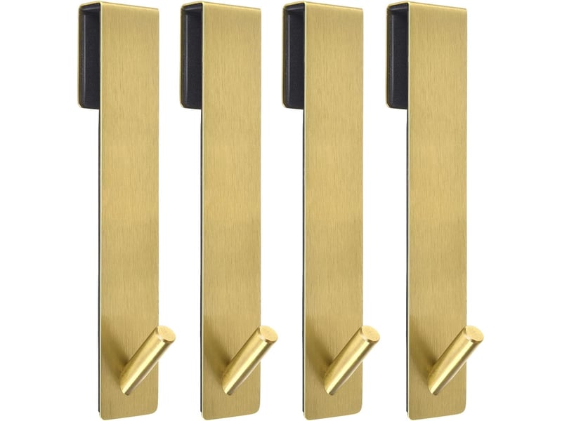  Crochets de porte de douche, crochets porte-serviettes, adaptés aux portes de douche en verre sans cadre, lot de 4, dorés  - Conforama A