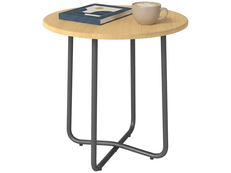  Table de jardin ronde en métal pour balcon et terrasse, ø48 x 51 cm, effet bois naturel  - Conforama A
