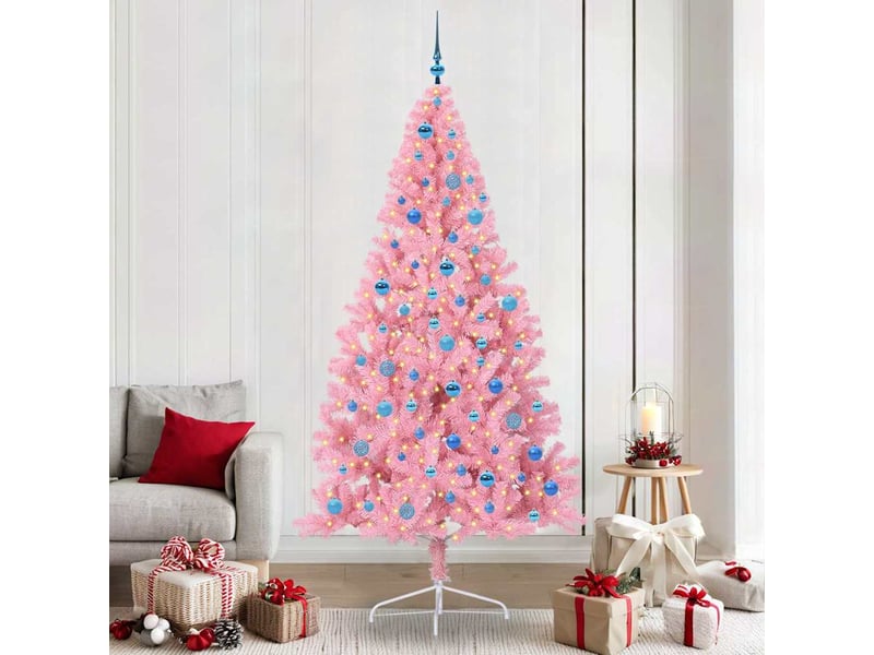 Sapin de noël - arbre de noël artificiel pré-éclairé rose 240 cm pvc - Conforama B