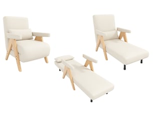 Fauteuil convertible 64x60x87 cm dossier inclinable polyester beige