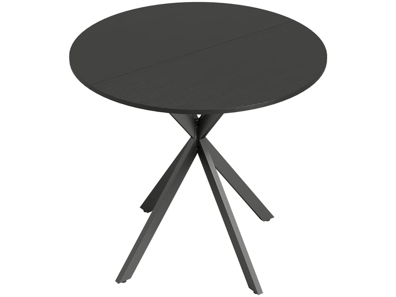 Table à manger ronde pour 2 personnes avec plateau aspect bois et piètement croisé en acier, noir - Conforama B