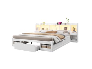 Lit avec rangement 180x200 cm BEAOK   coloris blanc