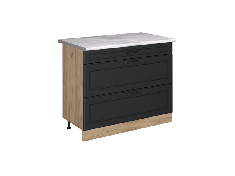  Vicco meuble cuisine, anthracite campagnechêne doré, 100cm plan de travail marbre  - Conforama A
