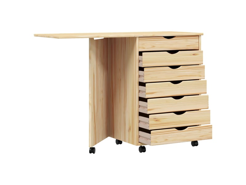  Caisson roulant avec bureau avec roue moss vernis transparent  - Conforama D