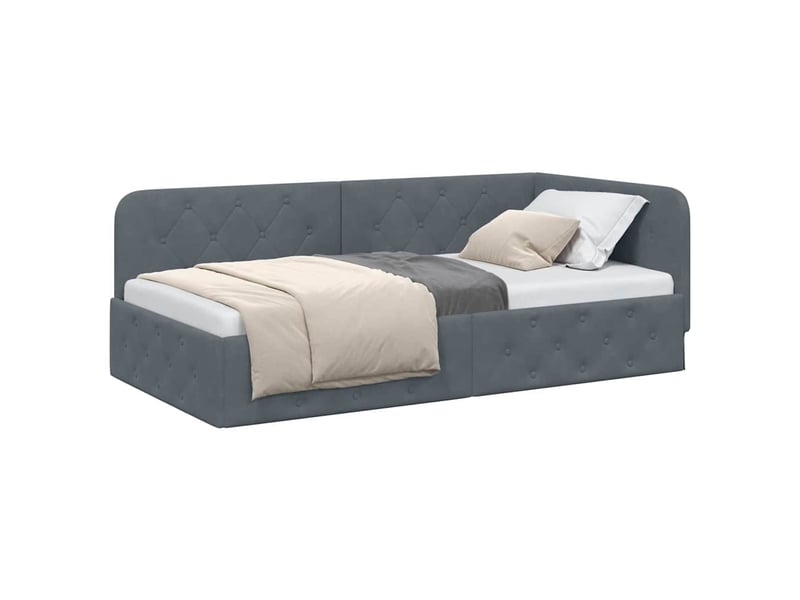  Lit simple- lit adulte -  cadre de lit d'angle gris foncé 100 x 200 cm velours  - Conforama B