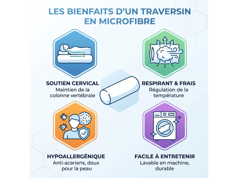  Traversin confort microfibre - 90 x 35 cm - housse tpe 3d - collection douillet C06-TRM06 90/40 - Conforama D