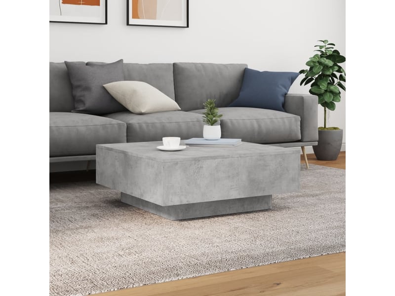  Table basse - table de salon - table à thé avec lumières led gris béton 80x80x31 cm  - Conforama E