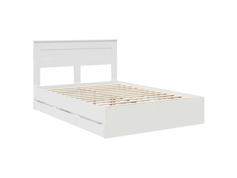  Lit double- lit adulte -  cadre de lit avec tiroir blanc 160 x 200 cm bois ingénierie  - Conforama C