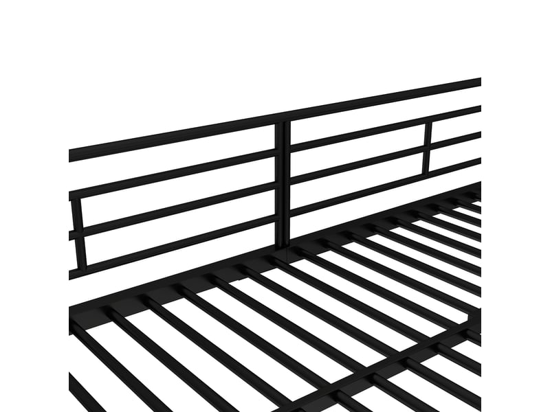 Lit superposé en métal, lit 2 places avec étagère à chaussures et 2 placards, 200x90 cm, sans matelas, noir - Conforama E