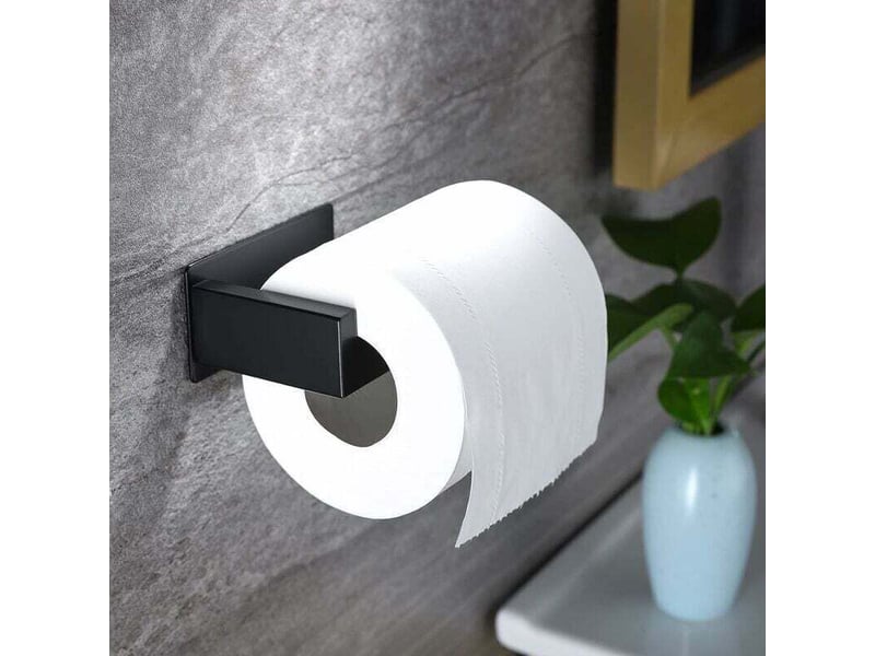  Porte-papier hygiénique porte-papier hygiénique mural original en acier inoxydable sans perçage porte-papier hygiénique noir colle 3m pour la  - Conforama D
