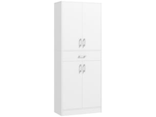 Buffet haut armoire de cuisine 4 portes 2 placards et 1 tiroir central hauteur 180 cm avec 2 réglables étagères blanc