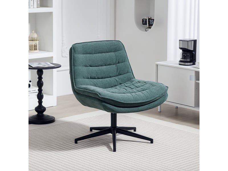  Fauteuil de bureau pivotant à assise large, spacieux et rembourré, vert foncé, idéal pour le bureau ou la salle d'étude.  - Conforama D