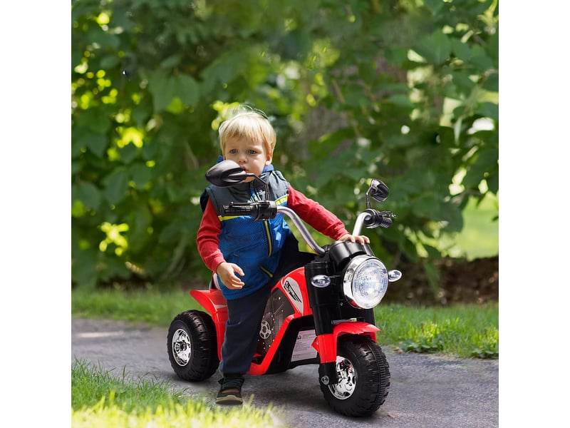  Moto électrique 3 roues enfant, lumièressons, 6v, 2 kmh, 18-36 mois, 72x57x56 cm, rouge.  - Conforama C