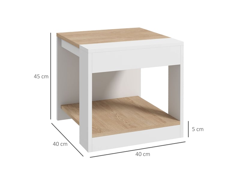  Lot de 2 tables d'appoint bout de canapé table de chevet 40 x 40 x 45 cm blanc et naturel -  - Conforama C