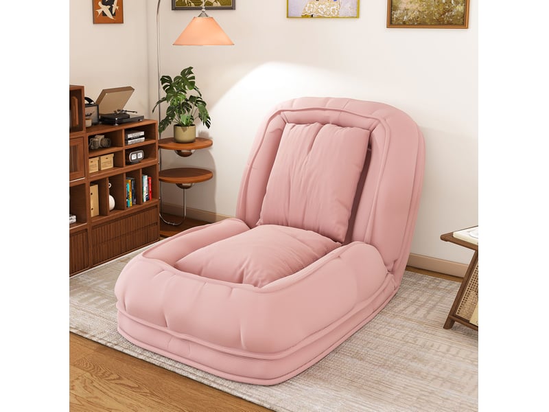  Canapé-lit pliable 80x22x87 cm convertible ergonomique, 5 positions réglables, multifonction, en métal, couleur rose  - Conforama B
