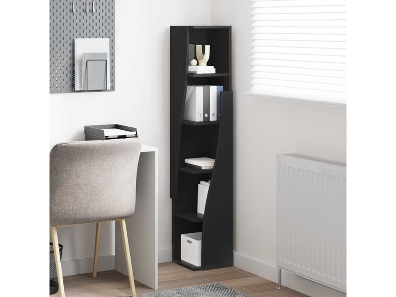  Meuble d'angle, meuble de rangement salon 27,5x27x140cm bois d'ingénierie noir  - Conforama D