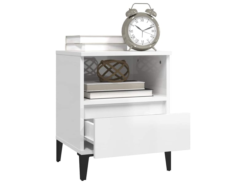  Lot de 2 table de chevet, table d'appoint blanc brillant 40x35x50 cm  - Conforama E